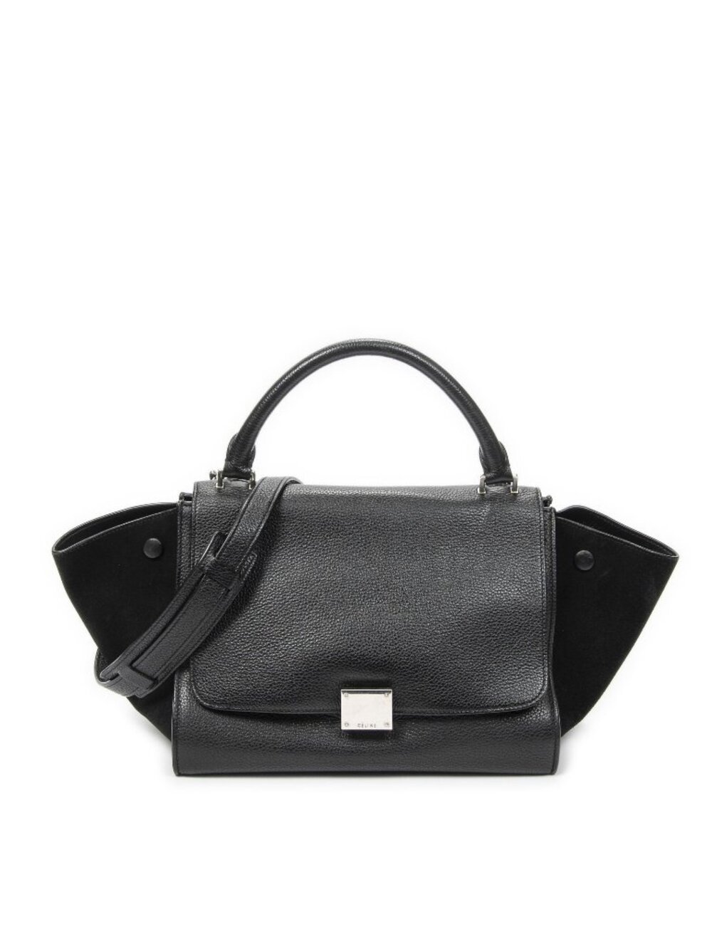 Celine Small Medium Swing Black Grain Calfskin Leather